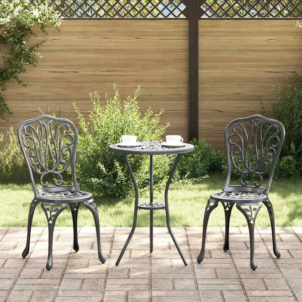 vidaXL Zahradní bistro set 3 pcs Černá Hliník