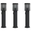 vidaXL Venkovn&iacute; stojac&iacute; lampy se z&aacute;suvkou 3 ks čern&eacute; 60 cm ocel