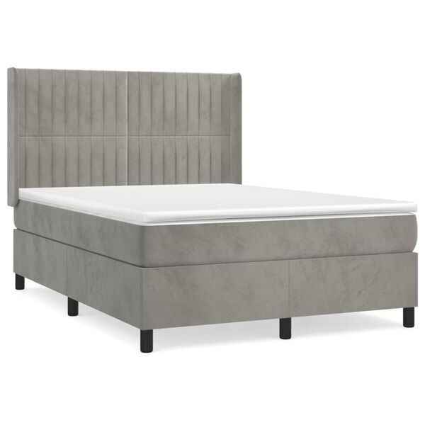 vidaXL Box spring postel s matrac&iacute; světle &scaron;ed&aacute; 140x190 cm samet