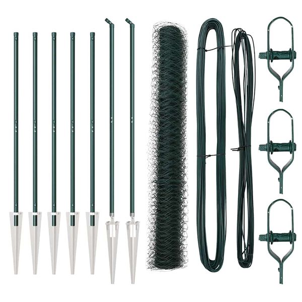 vidaXL Plotov&yacute; sloupek. Zelen&aacute; 10 x 1 m (50 mm s&iacute;ť) Ocel a PVC