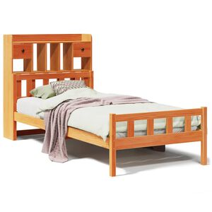 vidaXL Postel s knihovnou bez matrace hněd&aacute; 75x190 cm masivn&iacute; borovice
