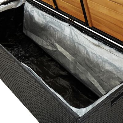 vidaXL Zahradní lavice s úložným prostorem 120 cm polyratan černá