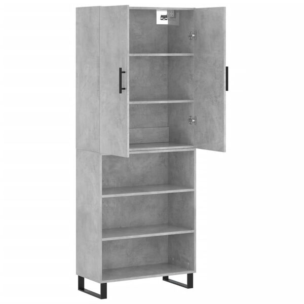 vidaXL Skř&iacute;ň highboard betonově &scaron;ed&aacute; 69,5x34x180 cm kompozitn&iacute; dřevo