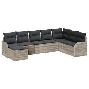 vidaXL Sada zahradn&iacute;ch pohovek 8 pcs Světle &scaron;ed&aacute; Poly ratan