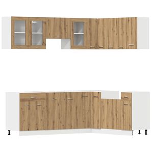 vidaXL 11d&iacute;ln&aacute; sada kuchyňsk&yacute;ch skř&iacute;něk "Lyon" Artisan Dub, dřevěn&eacute; podlahy