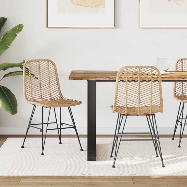 vidaXL J&iacute;deln&iacute; židle 2 pcs Př&iacute;rodn&iacute; 44 x 47 x 85 cm Ratan a železo