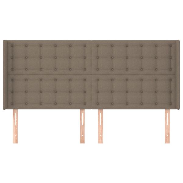 vidaXL Čelo postele typu u&scaron;&aacute;k taupe 203x16x118/128 cm textil