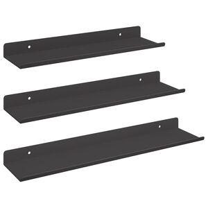 vidaXL Plovouc&iacute; police 3 ks Čern&yacute; 40 x 9 x 2,5 cm Ocel