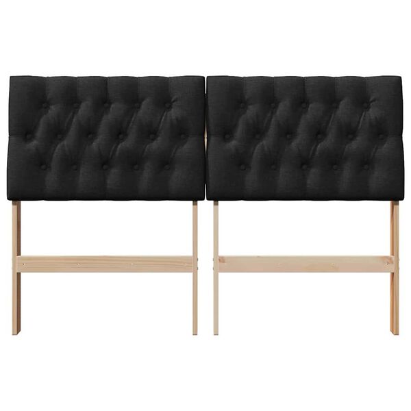 vidaXL Čalouněné čelo postele Černá 135 cm Masivní borové dřevo