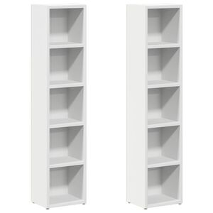 vidaXL Skř&iacute;ňky na CD 2 ks b&iacute;l&eacute; 21 x 16 x 93,5 cm dřevotř&iacute;ska