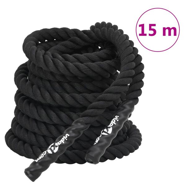 vidaXL Bojov&eacute; lano čern&eacute; 15 m 11 kg polyester