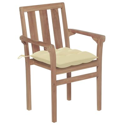 vidaXL Zahradní židle 2 ks krémově bílé podušky masivní teakové dřevo