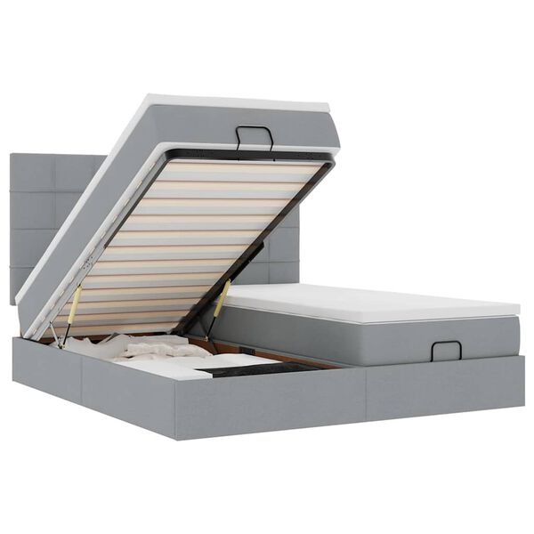 vidaXL Osmansk&yacute; r&aacute;m postele s matrac&iacute; světle &scaron;ed&aacute; 180x200cm textil