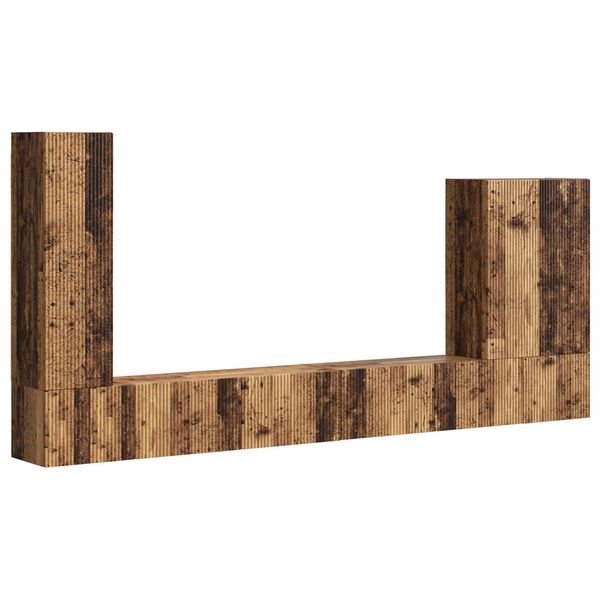 vidaXL Sada televizn&iacute;ho n&aacute;stěnn&eacute;ho kabinetu N&aacute;stěnn&yacute; 6 pcs Star&eacute; dřevo