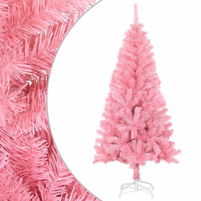 vidaXL Umělý vánoční stromek se stojanem růžový 120 cm PVC