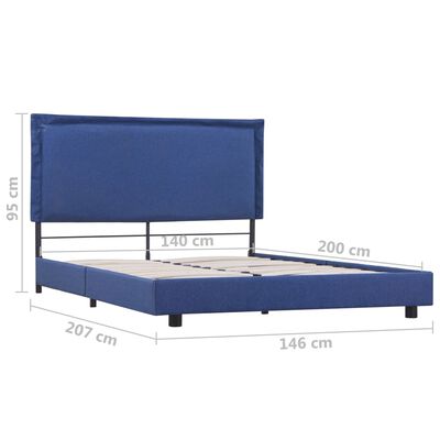 vidaXL Rám postele modrý textil 140 x 200 cm
