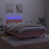 vidaXL Box spring postel s matrac&iacute; a LED růžov&aacute; 120x200 cm samet