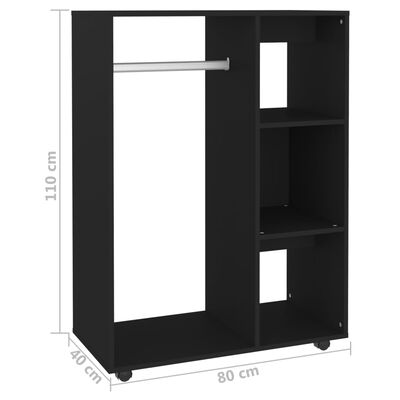 vidaXL Šatní skříň černá 80 x 40 x 110 cm dřevotříska