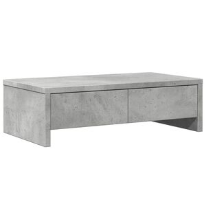 vidaXL Stojan na monitor se z&aacute;suvkami betonově &scaron;ed&yacute; 50 x 27 x 15 cm