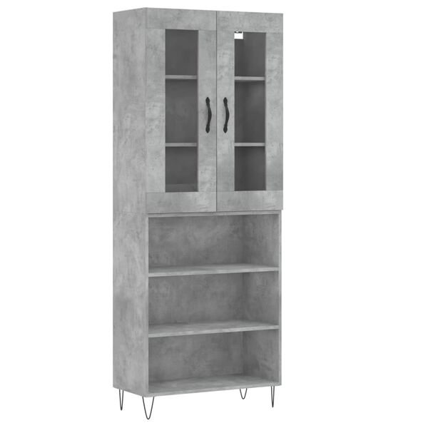 vidaXL Skř&iacute;ň highboard betonově &scaron;ed&aacute; 69,5x34x180 cm kompozitn&iacute; dřevo