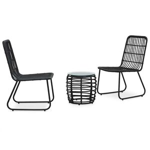 vidaXL 3d&iacute;ln&yacute; bistro set polyratan čern&yacute;