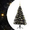 vidaXL Uměl&yacute; osvětlen&yacute; v&aacute;nočn&iacute; stromeček Čern&aacute; 120 cm PVC