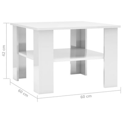 vidaXL Konferenční stolek bílý vysoký lesk 60x60x42 cm dřevotříska