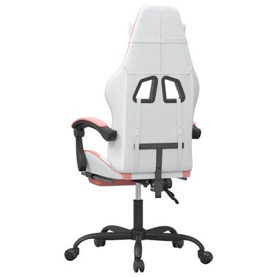 vidaXL Herní židle s podnožkou bílá a růžová umělá kůže