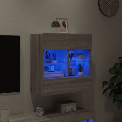 vidaXL Nástěnná TV skříňka s LED osvětlením šedá sonoma 58,5x30x60,5cm