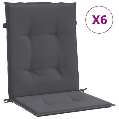 vidaXL Podušky na židli nízké opěradlo 6ks antracitové oxfordská látka