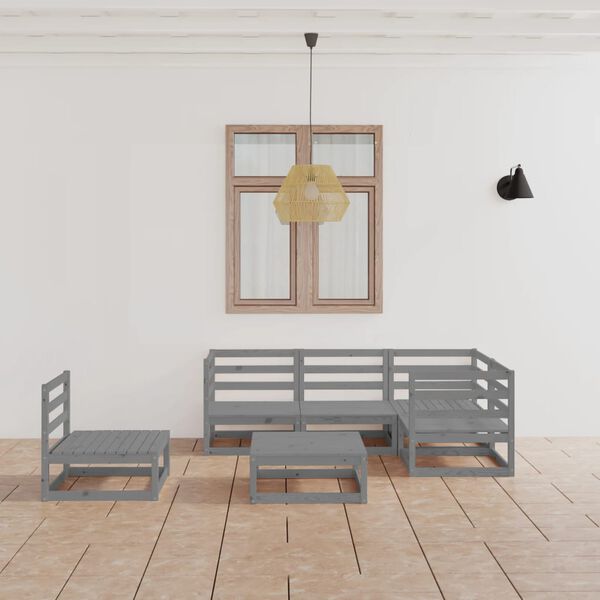 vidaXL 6d&iacute;ln&aacute; zahradn&iacute; sedac&iacute; souprava &scaron;ed&aacute; masivn&iacute; borovice