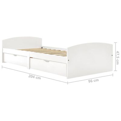 vidaXL Rám postele se 2 zásuvkami bílý masivní borovice 90 x 200 cm