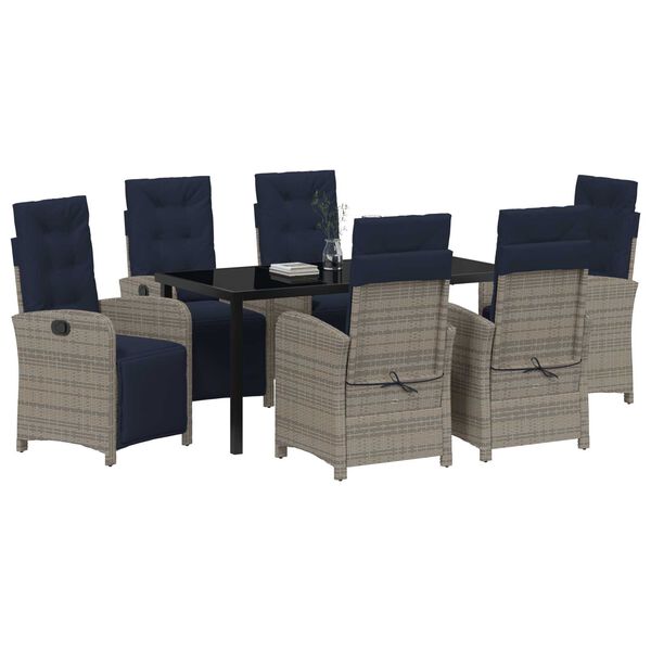 vidaXL Zahradn&iacute; j&iacute;deln&iacute; souprava s pol&scaron;t&aacute;řem 7 pcs &Scaron;ed&aacute; polyratan