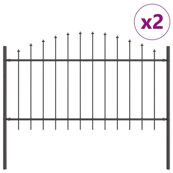 vidaXL Zahradn&iacute; plot 2 pcs &Scaron;ed&aacute; 170 x 140 cm Pr&aacute;&scaron;kově lakovan&aacute; ocel