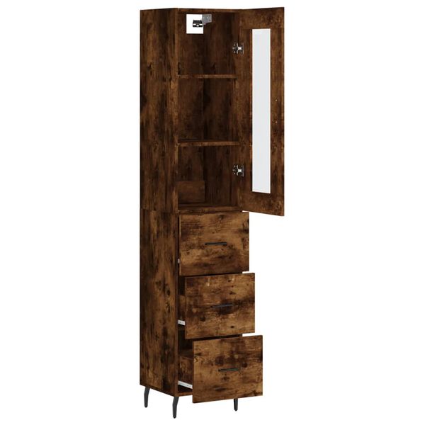 vidaXL Skř&iacute;ň highboard kouřov&yacute; dub 34,5 x 34 x 180 cm kompozitn&iacute; dřevo
