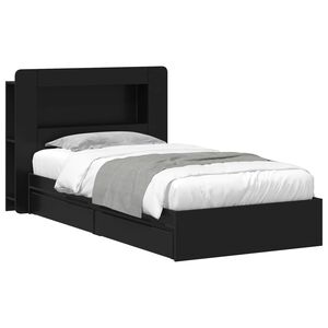 vidaXL R&aacute;m postele s &uacute;ložn&yacute;m prostorem se z&aacute;suvkou Čern&aacute; 75 x 190 cm