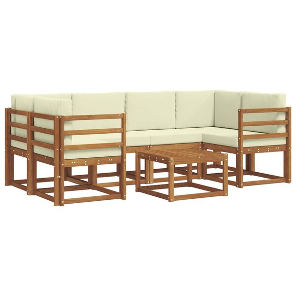 vidaXL Venkovn&iacute; pohovkov&aacute; souprava 7 pcs Přirozen&aacute; a Kr&eacute;mov&aacute;