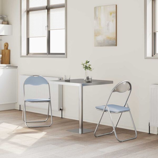 vidaXL Skl&aacute;dac&iacute; židle 2 pcs &Scaron;ed&yacute; 48 x 43,5 x 81 cm Uměl&aacute; kůže