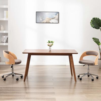 vidaXL Otočné jídelní židle 2 ks taupe ohýbané dřevo a textil