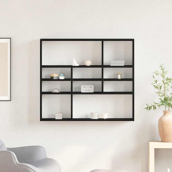 vidaXL N&aacute;stěnn&aacute; police čern&yacute; dub 90x16x78 cm kompozitn&iacute; dřevo