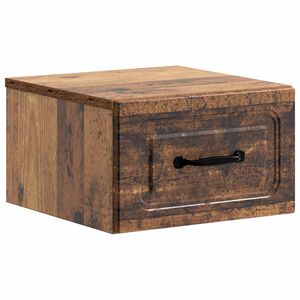 vidaXL N&aacute;stěnn&yacute; nočn&iacute; stolek se z&aacute;suvkou Star&eacute; dřevo 34,5 x 33 x 20 cm