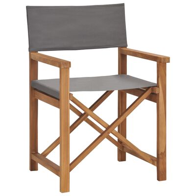 vidaXL Režisérská židle masivní teakové dřevo šedá