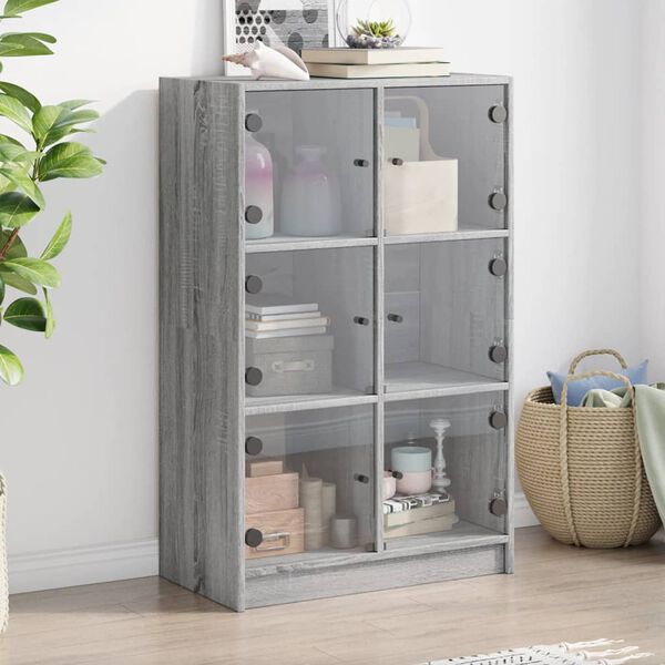 vidaXL Highboard s dv&iacute;řky &scaron;ed&yacute; sonoma 68x37x109 cm kompozitn&iacute; dřevo