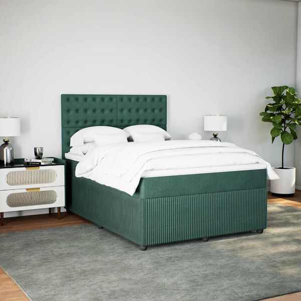 vidaXL Box spring postel s matrac&iacute; tmavě zelen&aacute; 140x200 cm samet