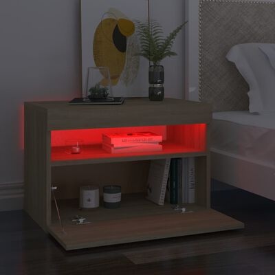 vidaXL Noční stolek LED osvětlení dub sonoma 60x35x40 kompozitní dřevo