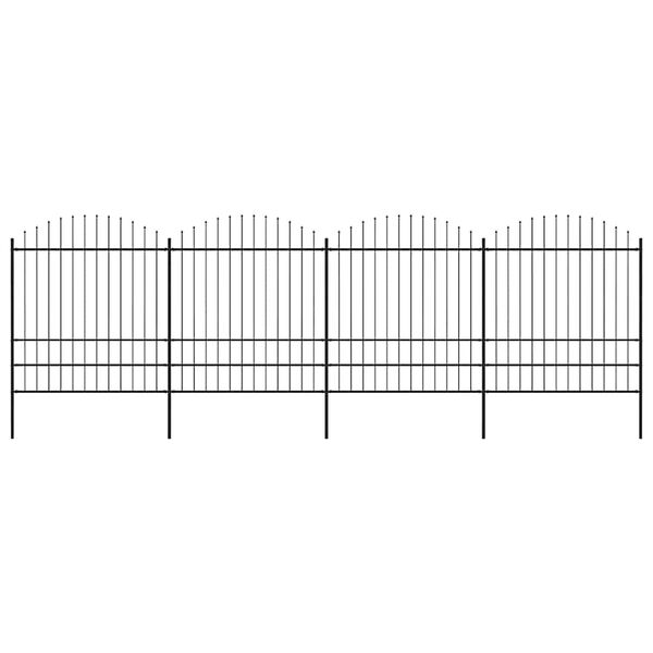 vidaXL Zahradní plot s kopím nahoře ocelový 714,5 x 200 cm černý