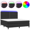 vidaXL Box spring postel s matrac&iacute; a LED čern&aacute; 180x200 cm uměl&aacute; kůže