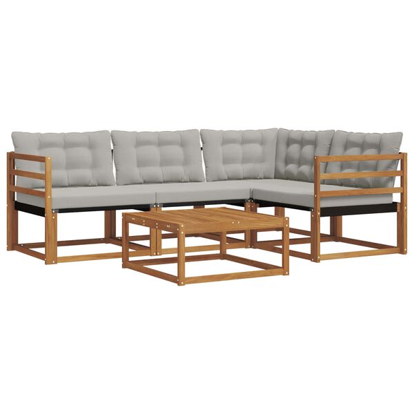 vidaXL Venkovn&iacute; pohovkov&aacute; souprava 5 pcs Př&iacute;rodn&iacute; a světle &scaron;ed&aacute;