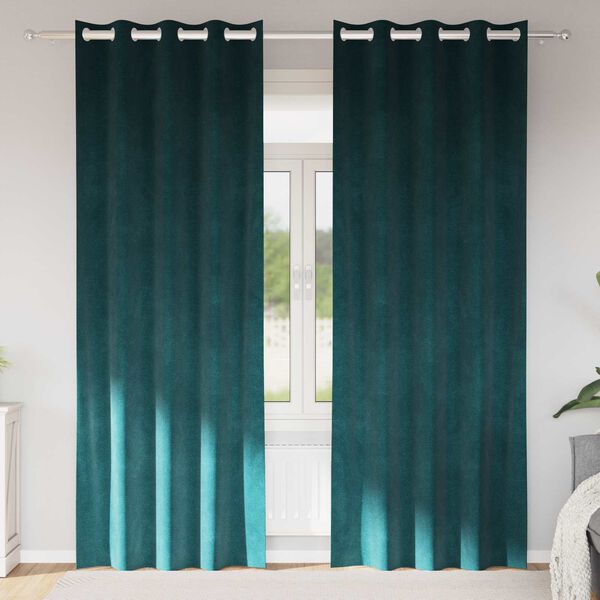 vidaXL Zatemňovac&iacute; z&aacute;věsy 2 pcs Tmavě zelen&aacute; 140 x 245 cm samet