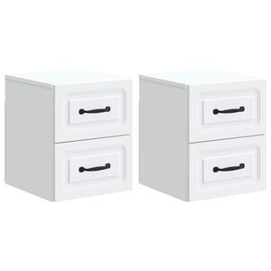 vidaXL N&aacute;stěnn&yacute; nočn&iacute; stolek se z&aacute;suvkou 2 pcs B&iacute;l&aacute; 34,5 x 33 x 40 cm
